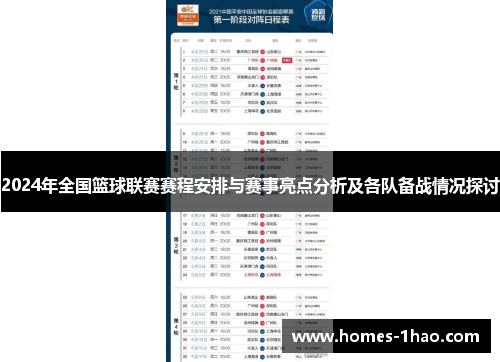 2024年全国篮球联赛赛程安排与赛事亮点分析及各队备战情况探讨